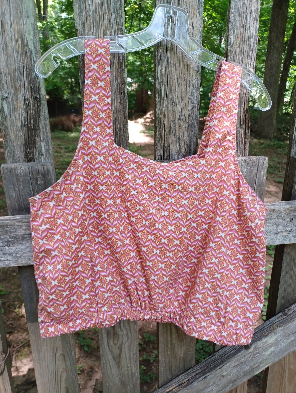 a.n.a Printed Square-Neck Tank Top in Orange and Pink